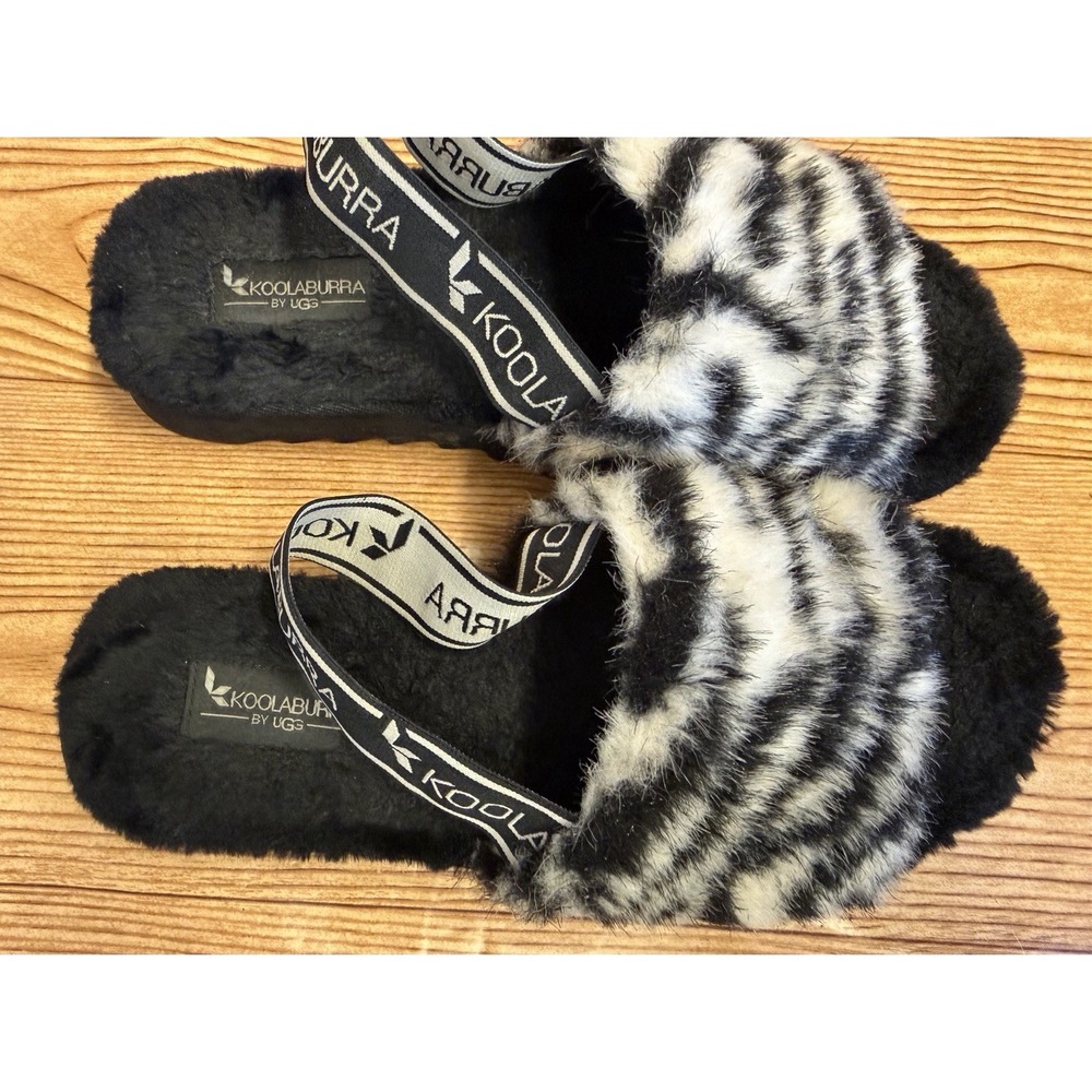 Koolaburra by Ugg Women Shoes Fuzz'n II Zebra‎ Slippers Furry Size 8 EU 39 - Picture 8 of 9